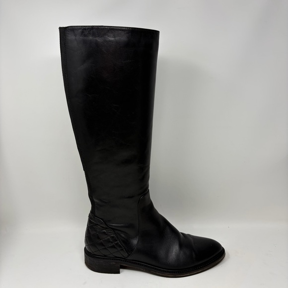 Aquatalia Geneva Black Leather Knee High Riding Boot Size 8.5 - Picture 2 of 12